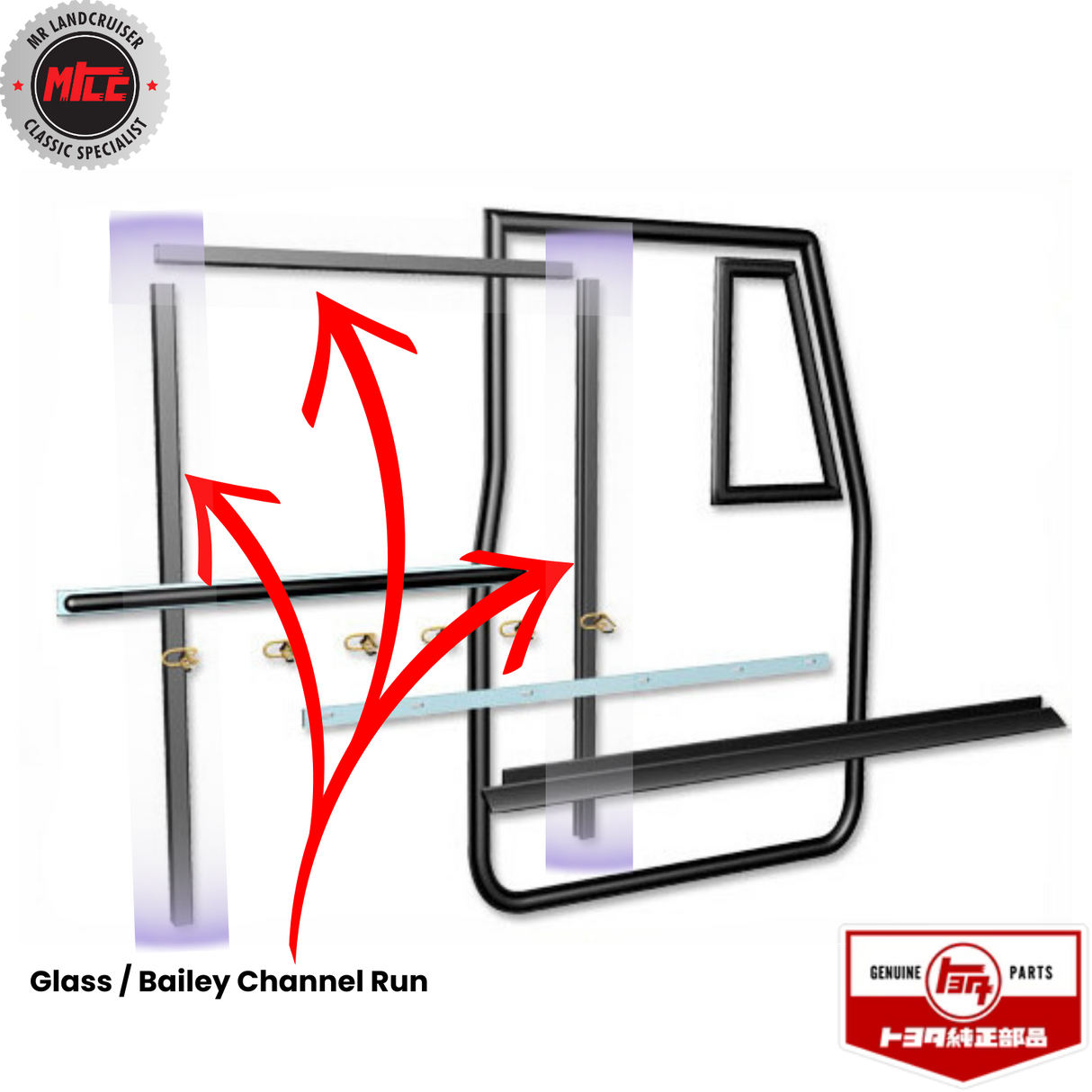 Right Side Early Door Weatherstrip Kit for Toyota Landcruiser 1965 - 74