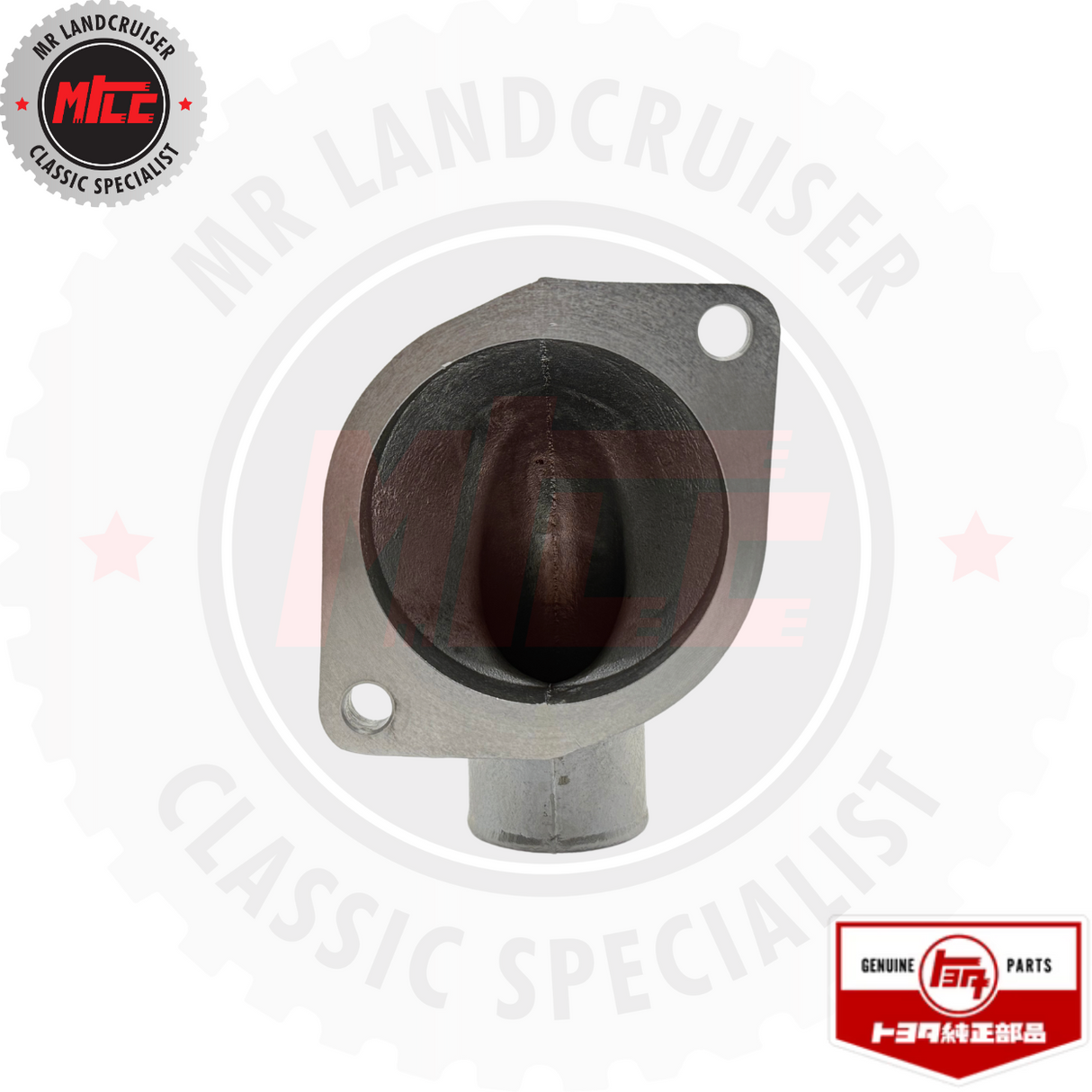 front view of Genuine Toyota Outlet Thermostat Housing Upper suits 40 Series Toyota Landcruiser