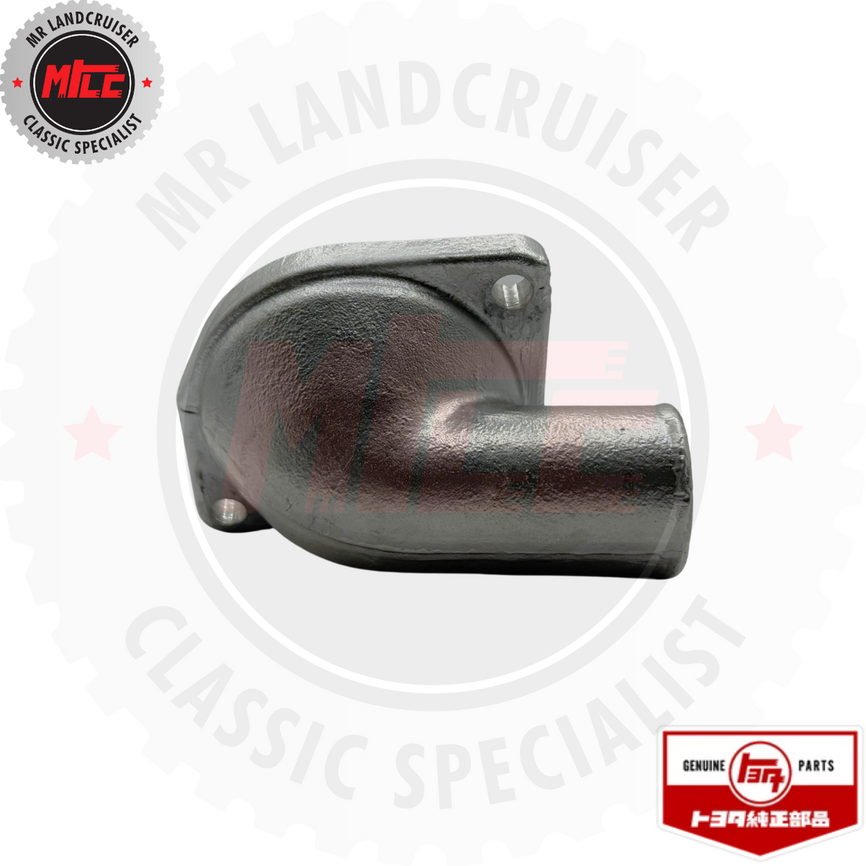 rear side view of Genuine Toyota Outlet Thermostat Housing Upper suits 40 Series Toyota Landcruiser