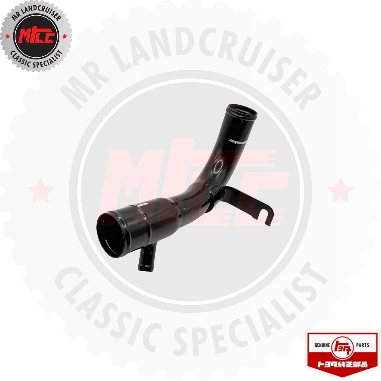 front view of Genuine Toyota Lower Radiator Hose Heater Pipe A/C suits 40 & 60 Series Toyota Landcruiser 08/1980 - 07/1987 16577-61120
