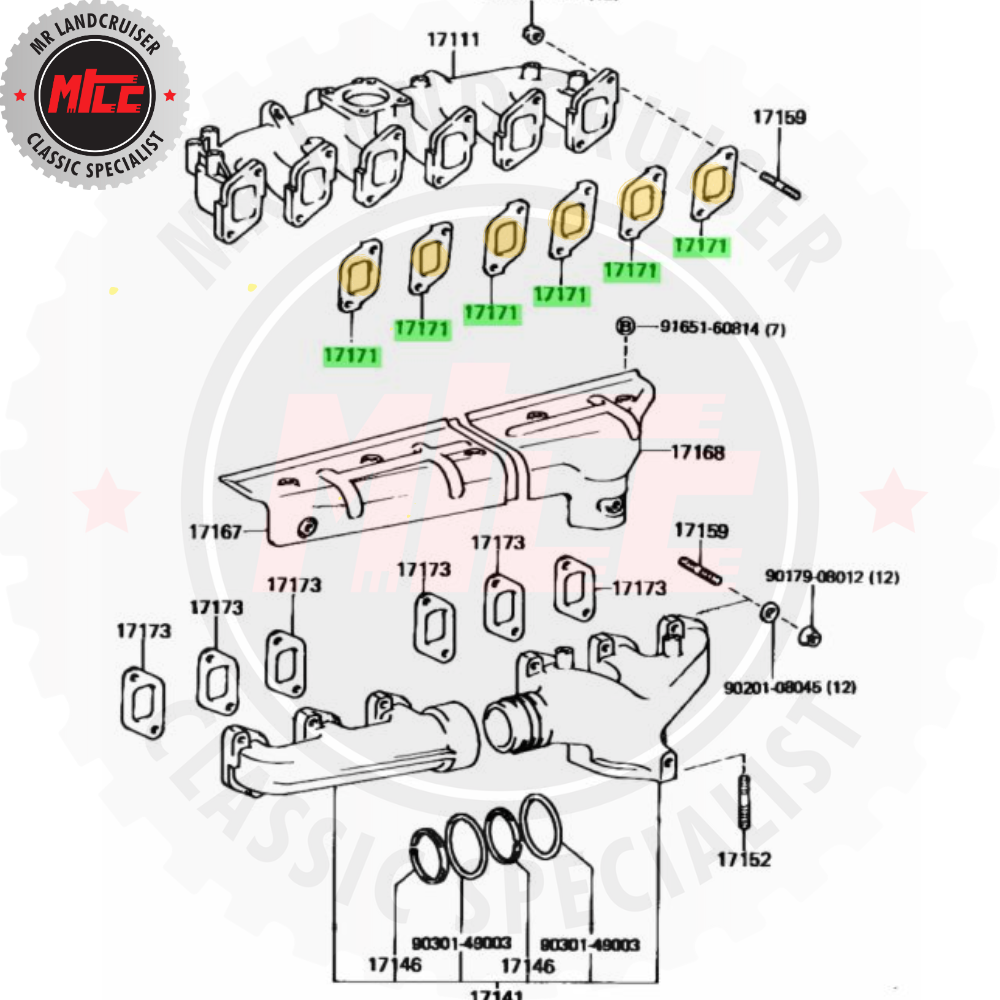 Genuine Toyota 2H Intake Manifold Gasket 40, 60, 70 Series