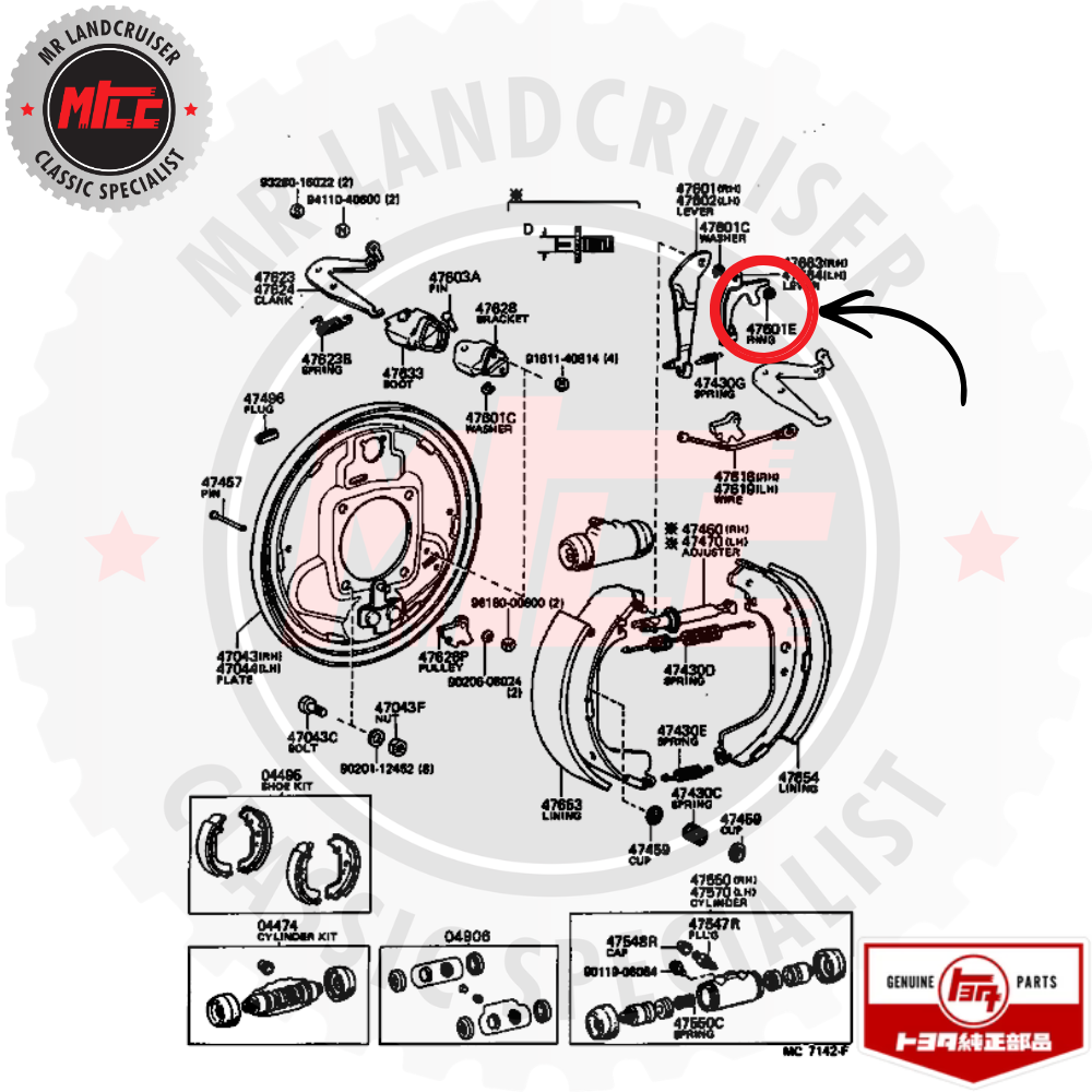 Genuine Circlip Hand Brake Pulley Clip suits 40 60 & 70 Series Toyota Landcruiser
