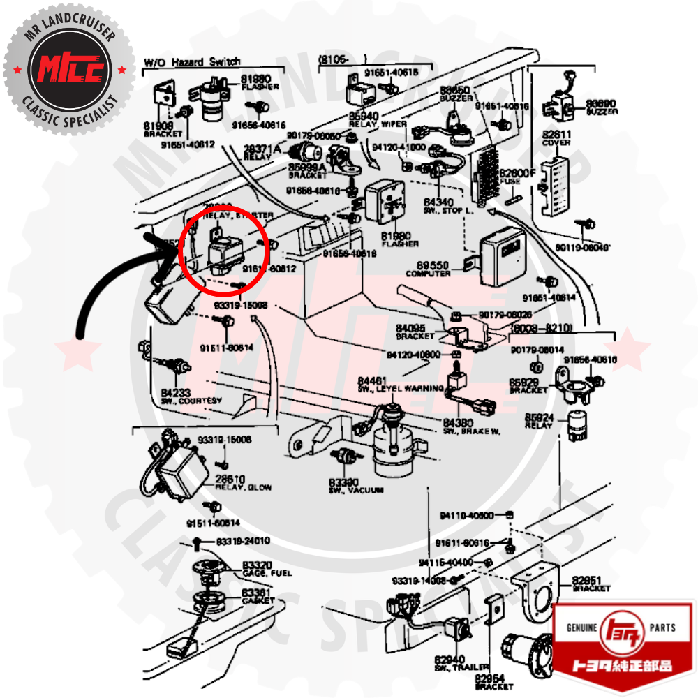 diagram of Genuine Starter Relay Assembly suits 40 Series Toyota Landcruiser
