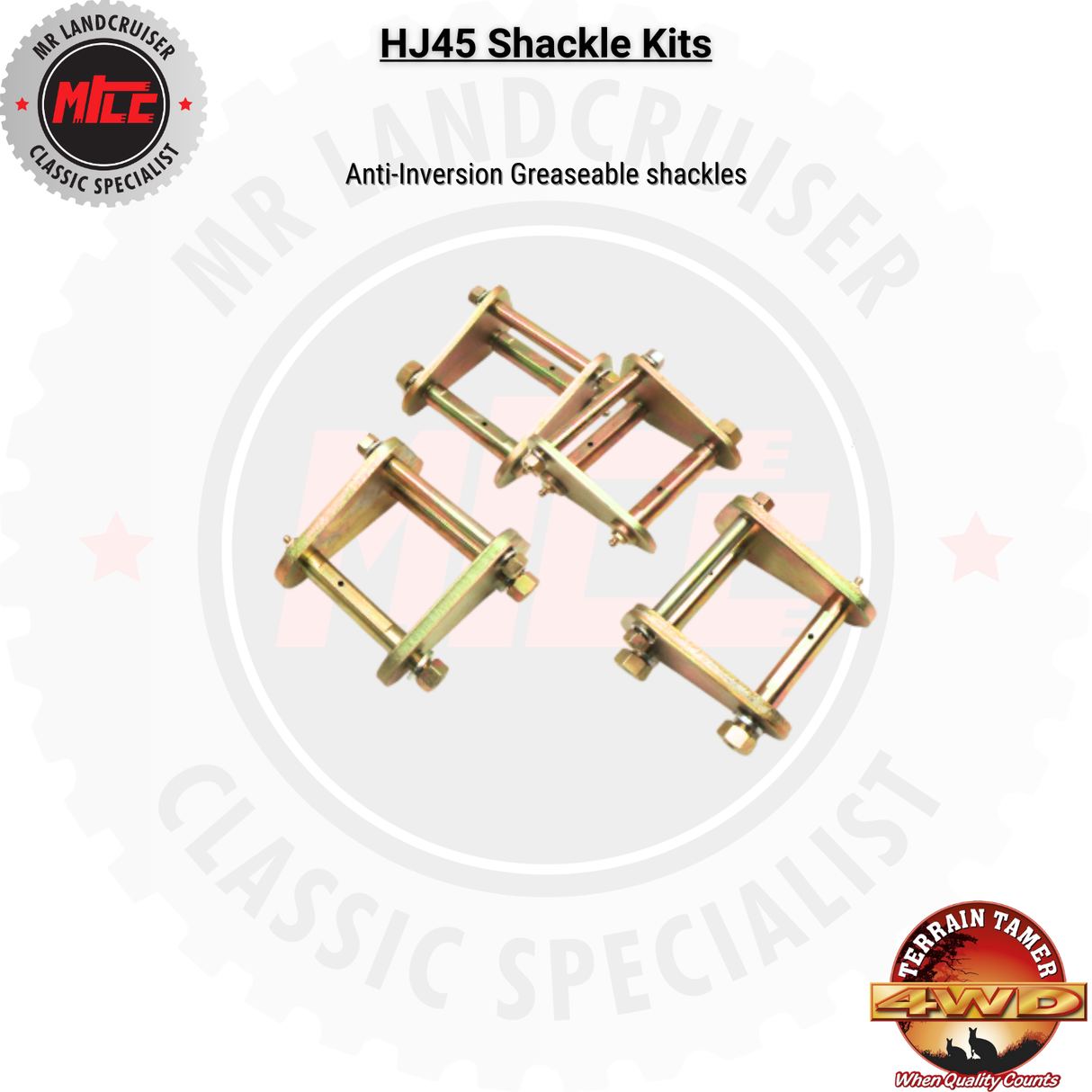 anti inversion greaseable HJ47 & HJ45 Shackle Kits 40 Series Toyota Landcruiser