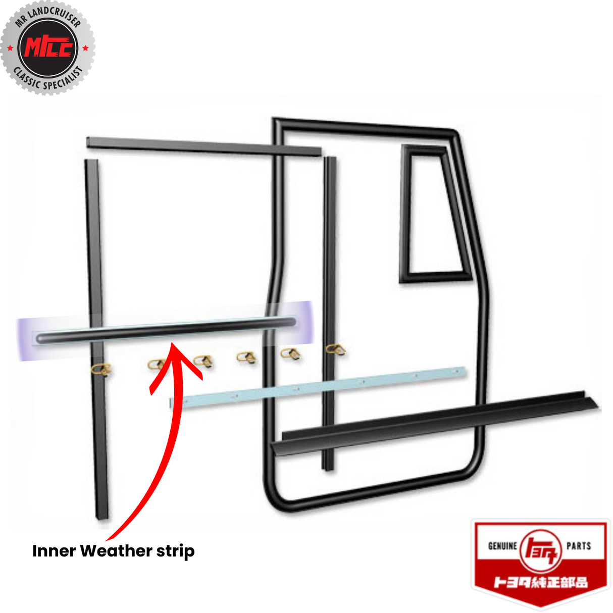 Right Side Early Door Weatherstrip Kit for Toyota Landcruiser 1965 - 74