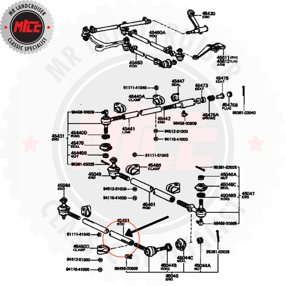 40 Series Relay Rod Bar installation diagram