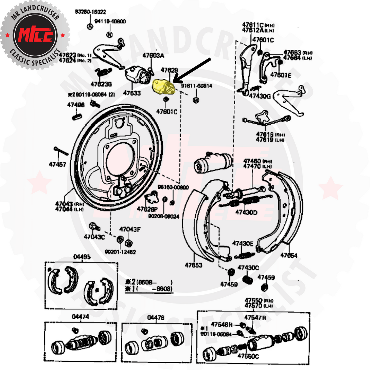 Genuine Toyota Bracket Bell Crank Hand Brake suits Drum Brake for 60 & 70 Series Landcruiser