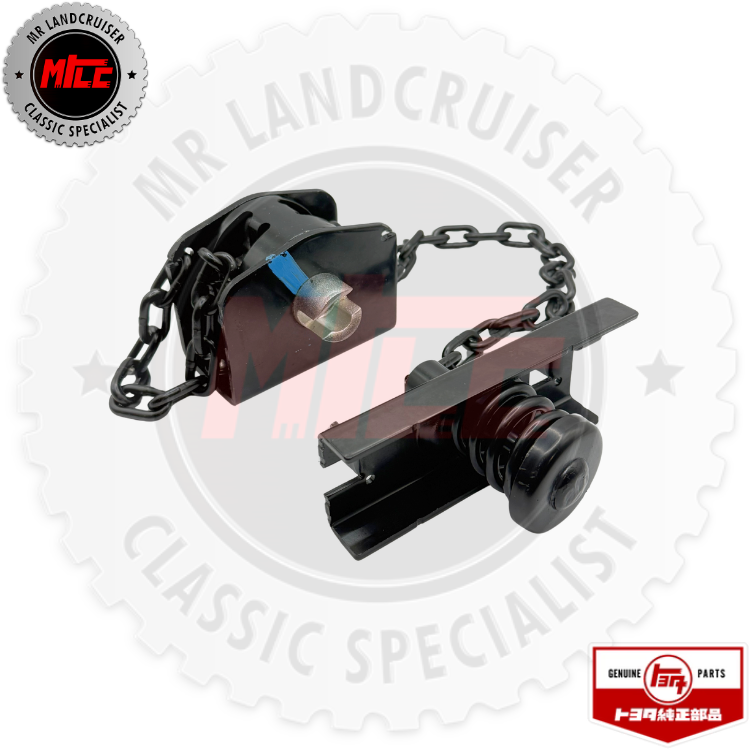 A pair of black metal mechanical roller assemblies with attached chains, shown on a white background with a large MR Landcruiser watermark and an MITE badge.