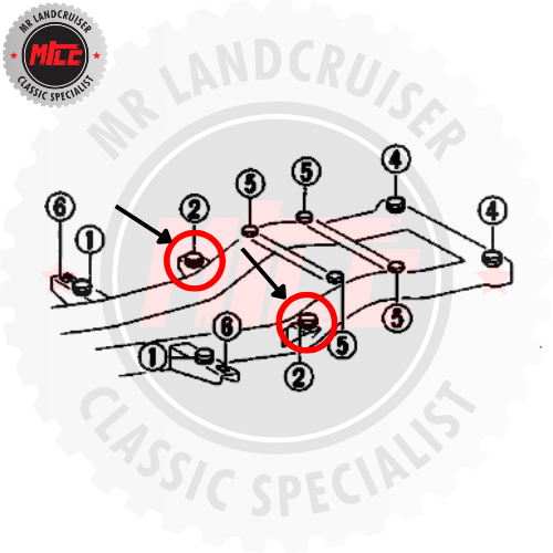 diagram of Body Mount Cushion Upper No. 2 suits 40 Series Toyota Landcruiser