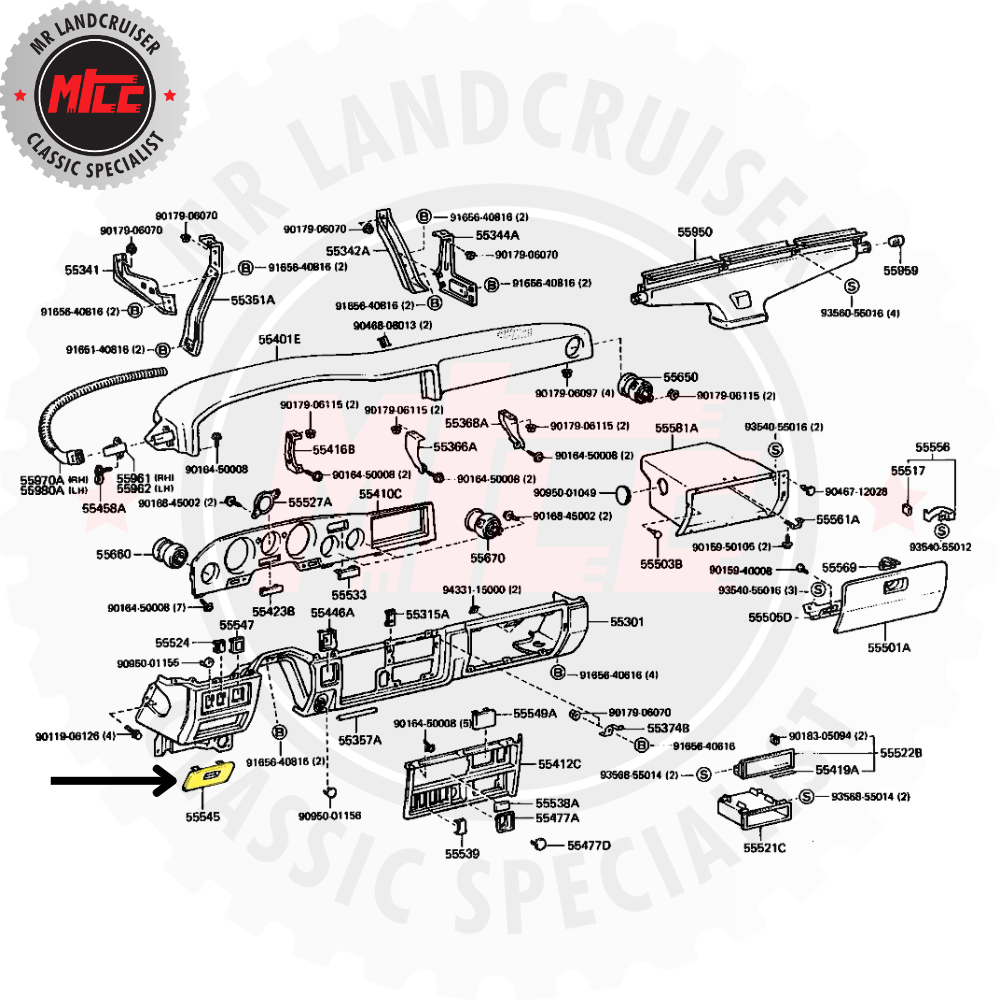 installation diagram of Genuine Landcruiser 60 Series Fuse Box Cover