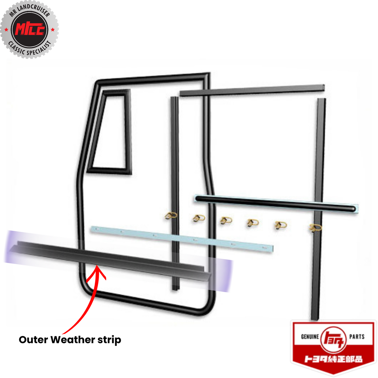 Left Side Early Door Weatherstrip Kit for Toyota Landcruiser