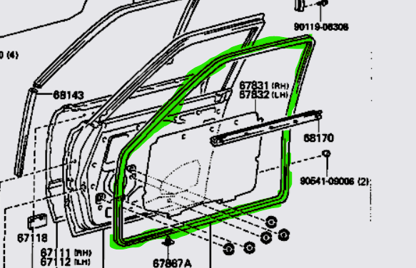 diagram of door seal 60