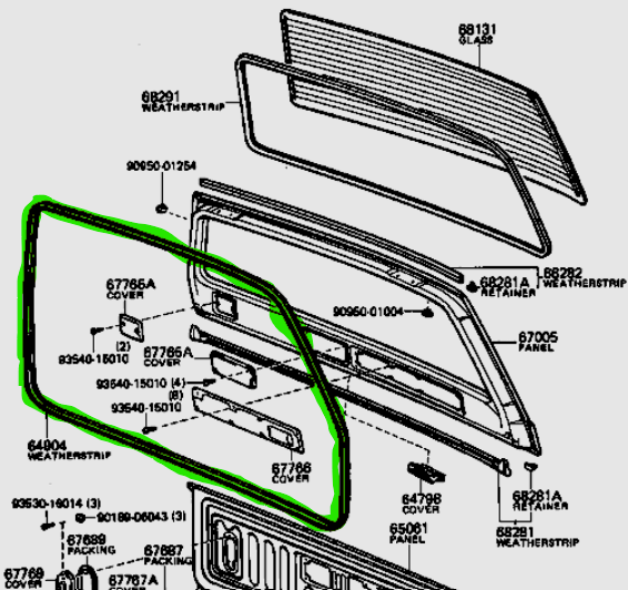 Tailgate on Body Seals suits 60 Series Toyota landcruiser