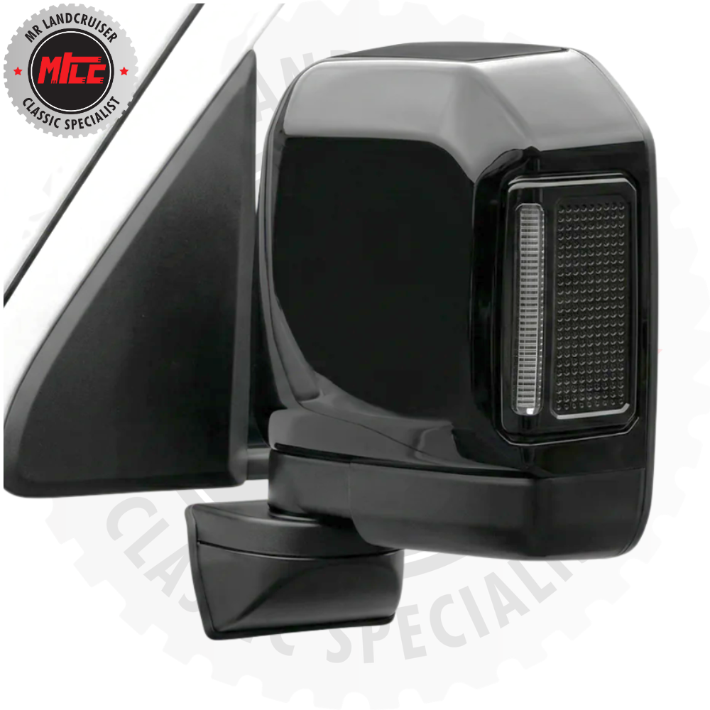 Upgrade Black Side Mirrors suits Toyota Landcruiser 70 76 Series and 60 Series Power Mirror/Fold/Indicators ??