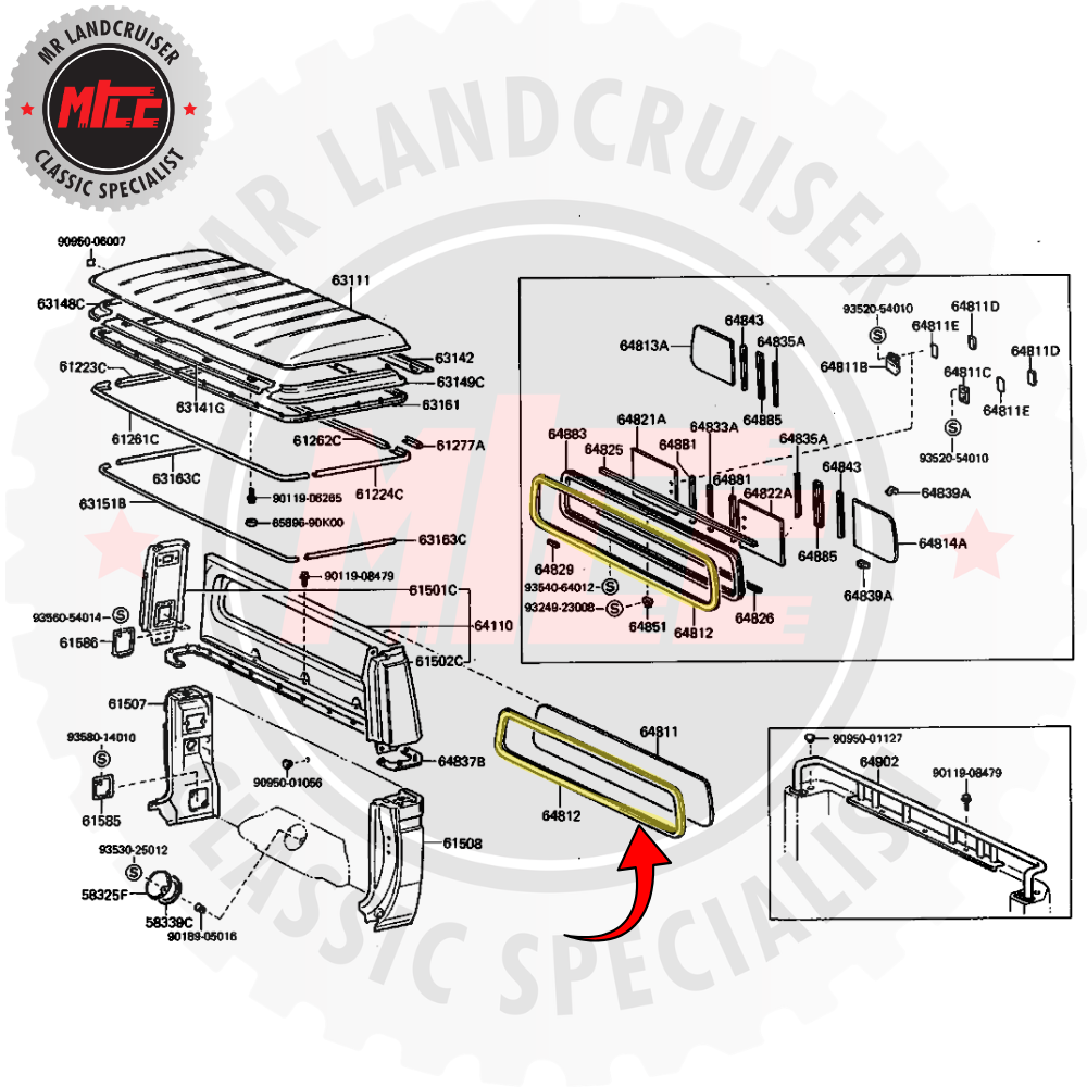 Genuine Rear Windscreen Seal suits 75 Series Toyota Landcruiser
