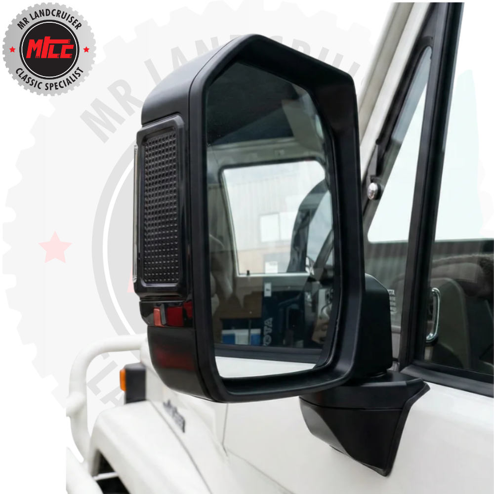 Upgrade Black Side Mirrors suits Toyota Landcruiser 70 76 Series and 60 Series Power Mirror/Fold/Indicators ??