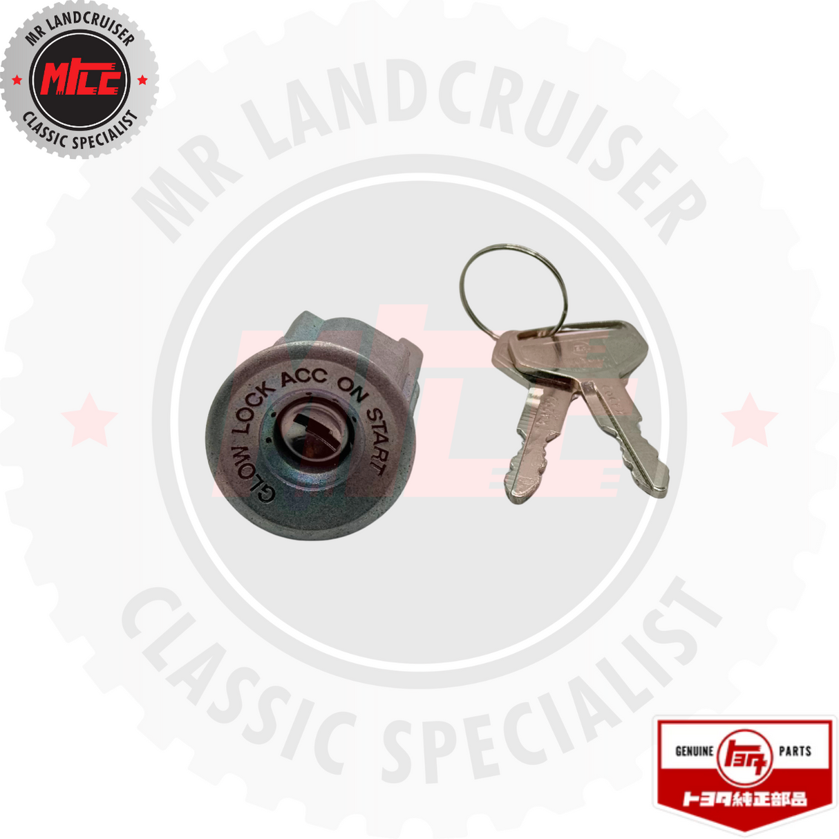 front view of Genuine Toyota Barrel & Key Set Ignition Switch Steering Lock suits 40 Series Landcruiser