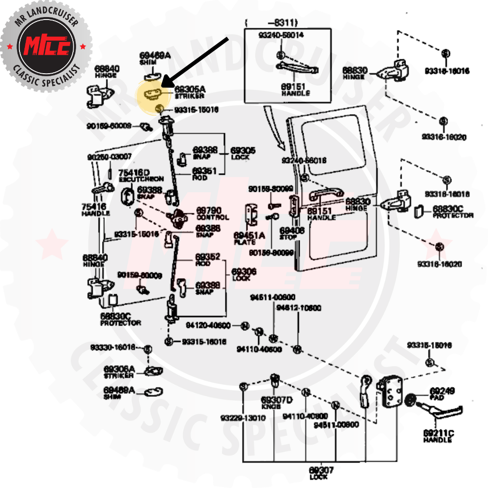 Catch Back Door Lock diagram