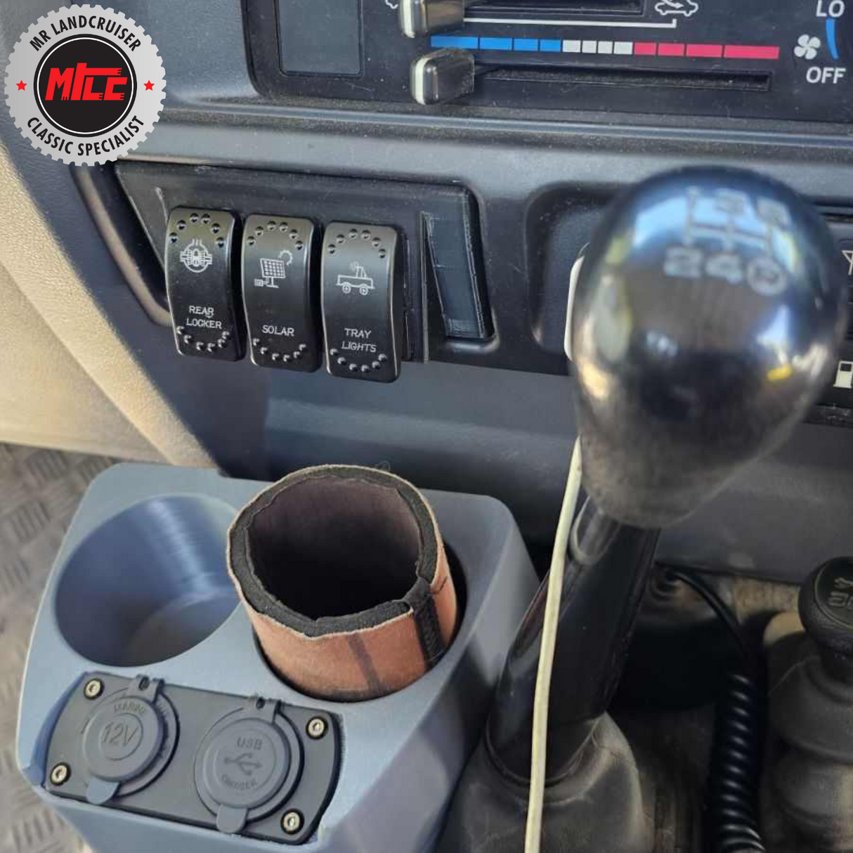 installed view of Double Cup Holder fitted to a 79 Series