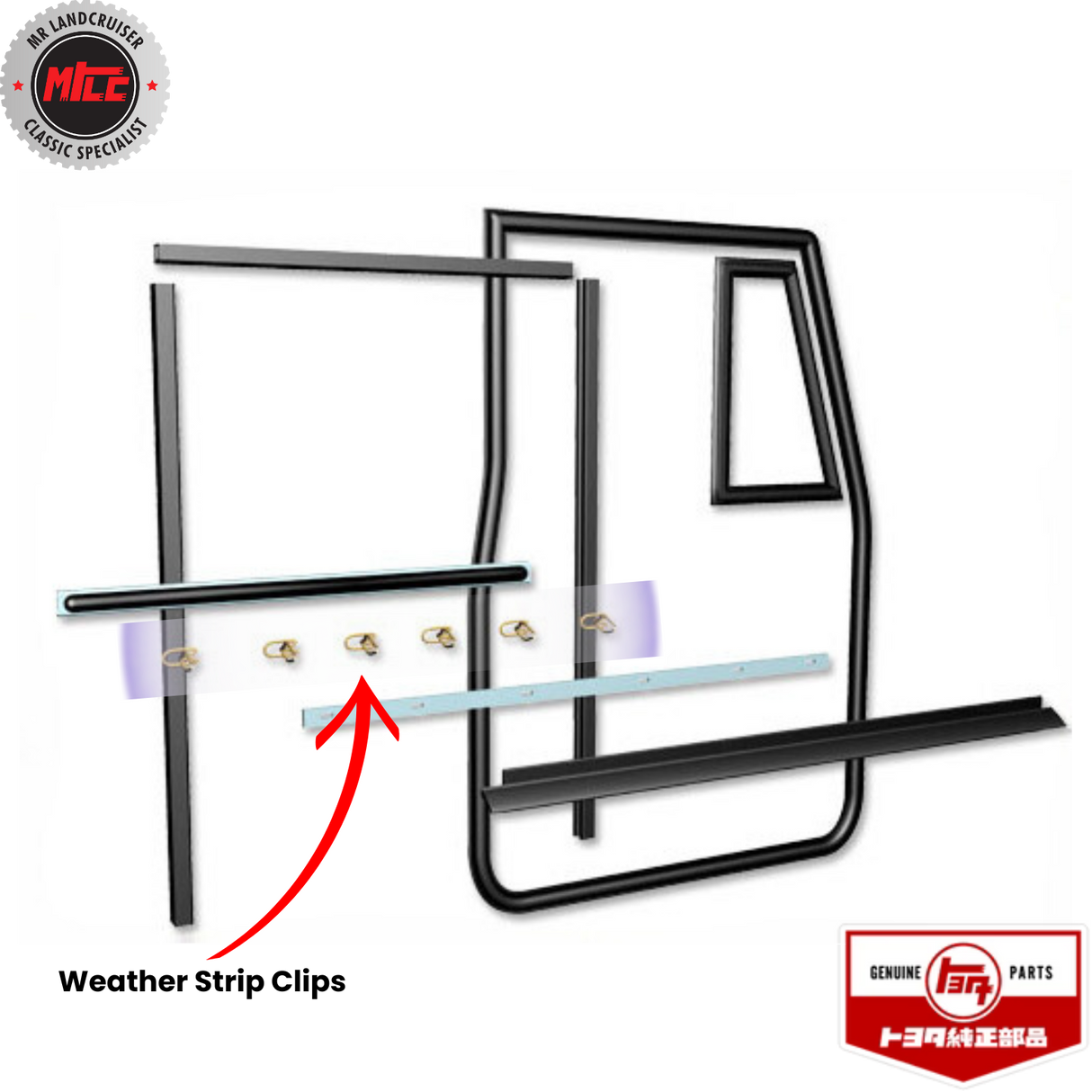 Right Side Early Door Weatherstrip Kit for Toyota Landcruiser 1965 - 74