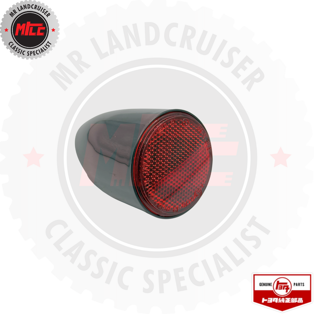 side angle view of Genuine Toyota Reflector Reflex Black suits 40 Series Toyota Landcruiser 03/1969 - 12/1984