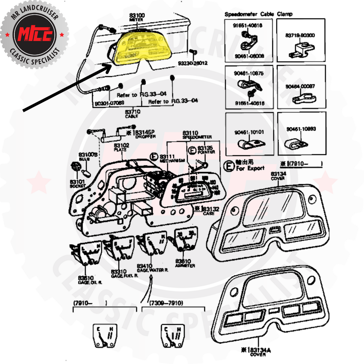 J01 Speedo Instrument Gauge Cluster Dash suits 40 Series Toyota Landcruiser 03/1969-06/1980