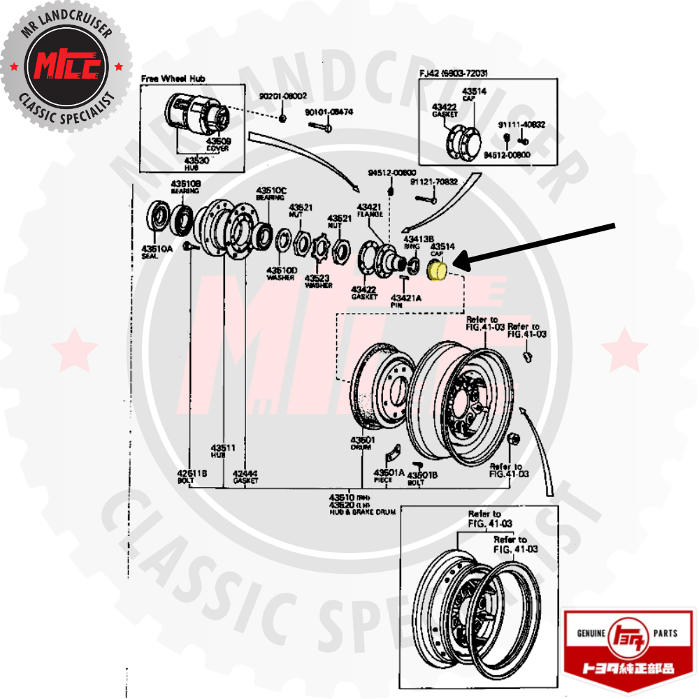 Genuine Cap Grease Front Axle suits 40 Series Toyota Landcruiser 1969 - 1977