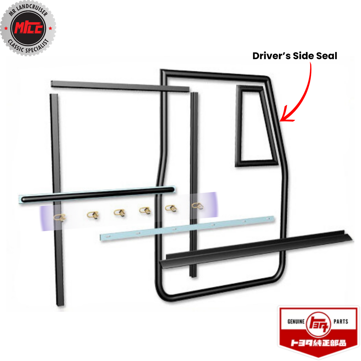 Right Side Early Door Weatherstrip Kit for Toyota Landcruiser 1965 - 74