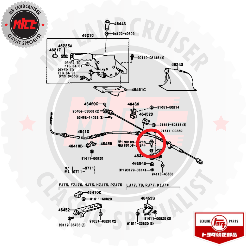 Genuine Bolt Hand Brake Cable Equalizer Bracket at Diff suits 40 60 & 70 Series Toyota Landcruiser