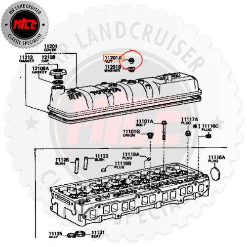 Genuine Rocker over Nut suits 2H 12HT Toyota Landcruiser 08/1980 Onwards