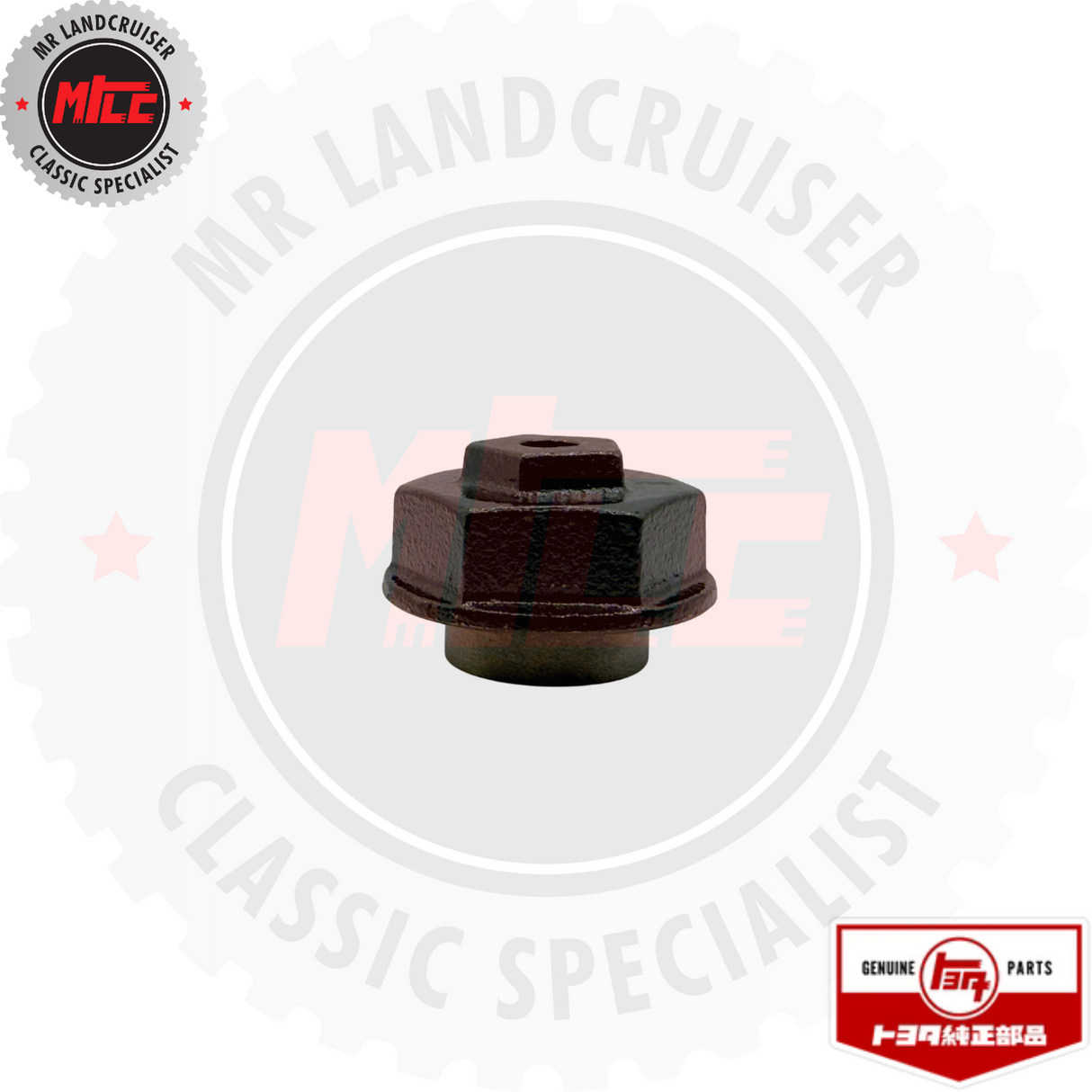 side angle view of Genuine Toyota Crankshaft Pulley Nut