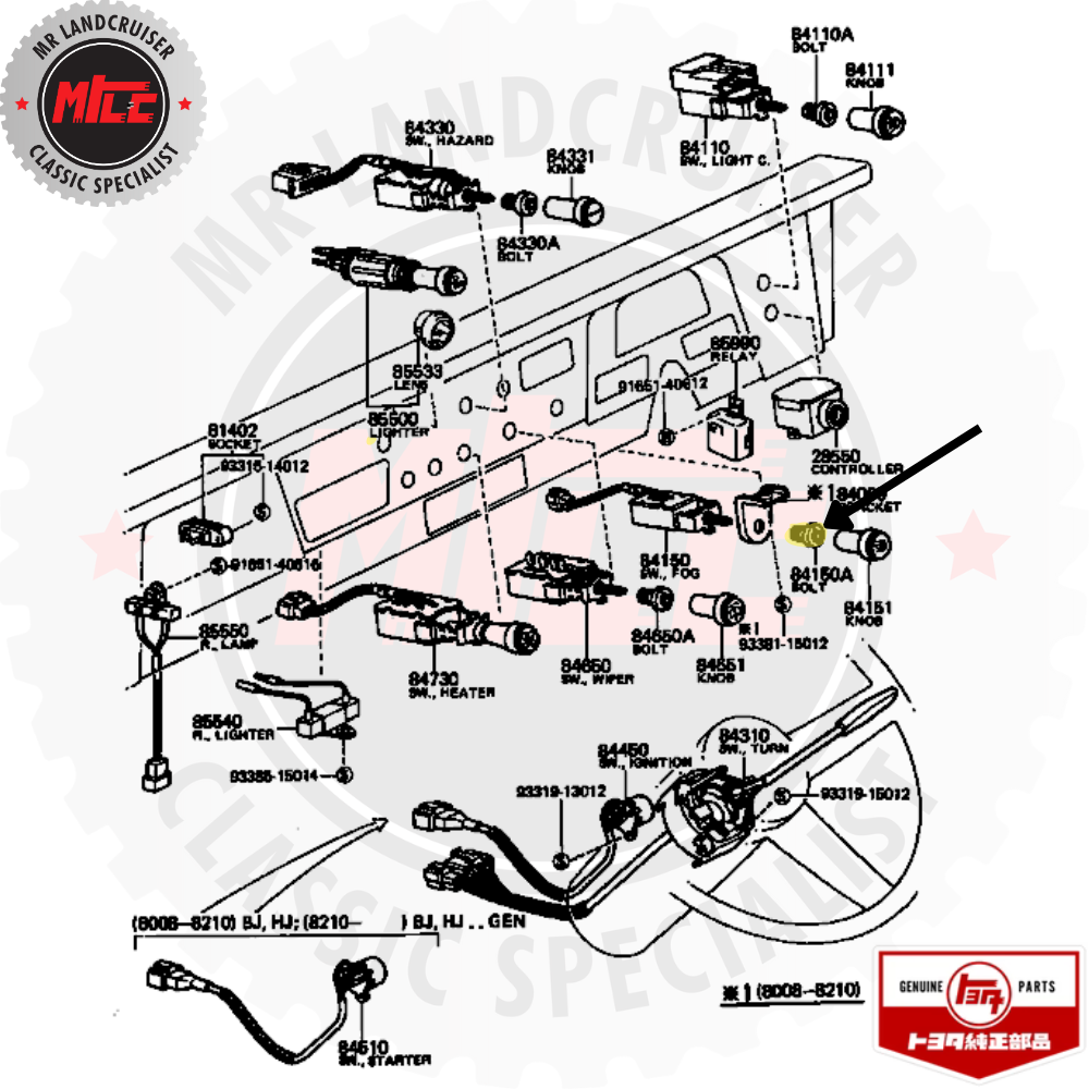 Technical diagram of a vehicle's components with labeled parts and branding.