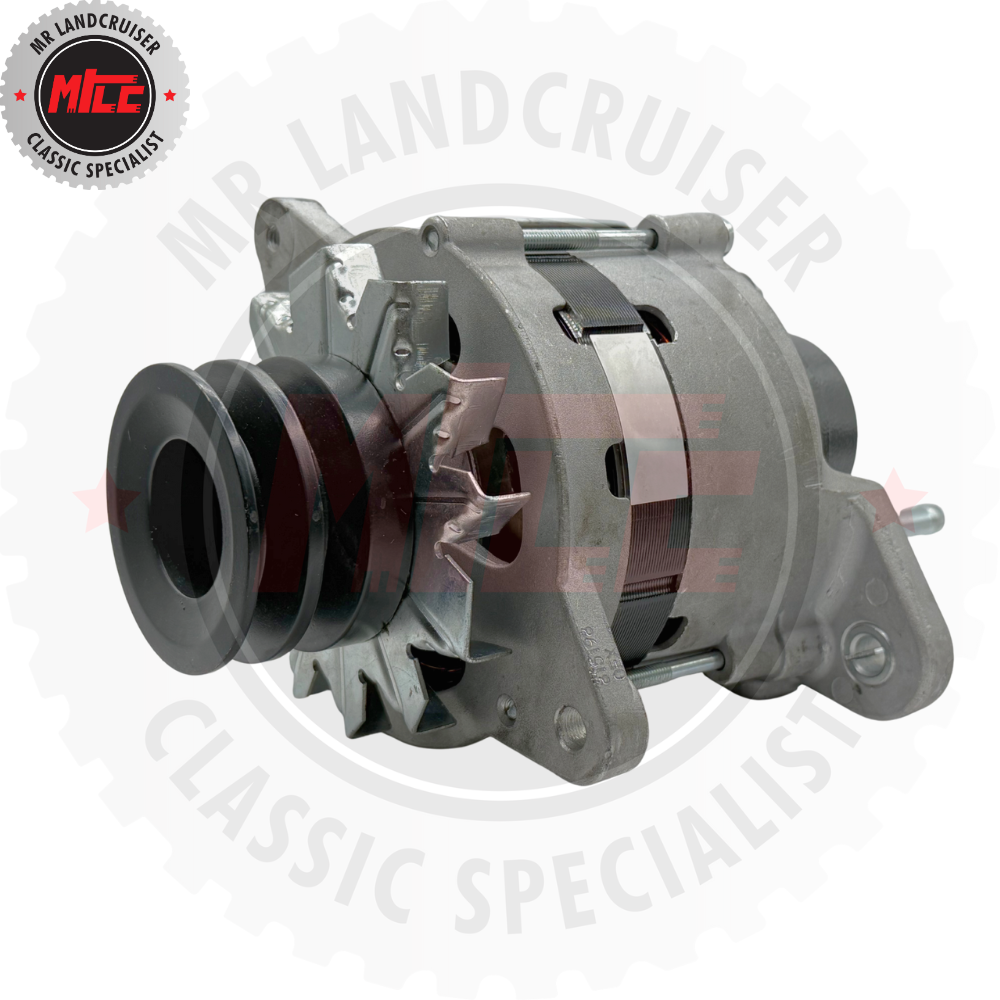 Car alternator with visible branding on a white background