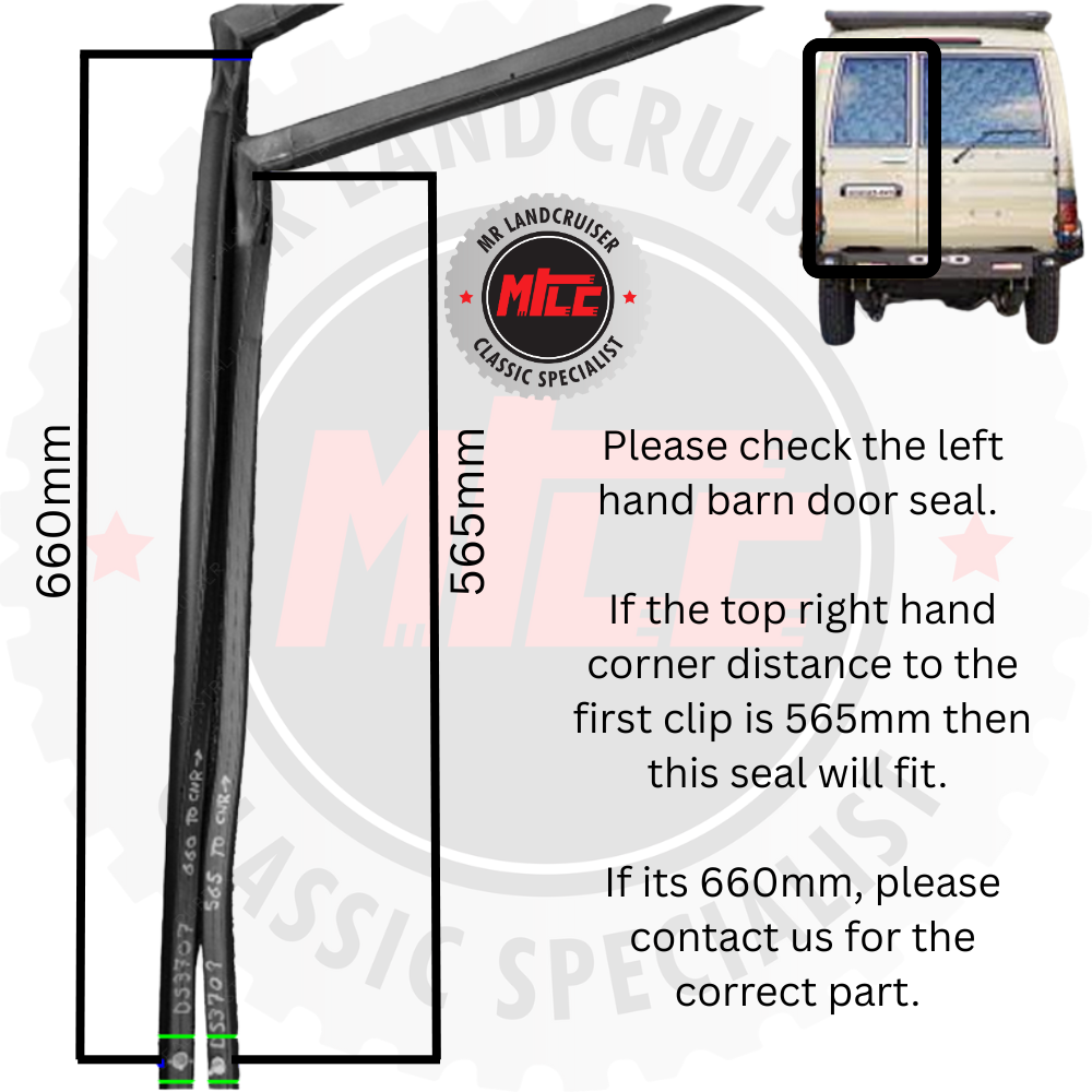 Aftermarket Barn Door Seal suits 70 76 77 Series Toyota Landcruiser's compatibility note