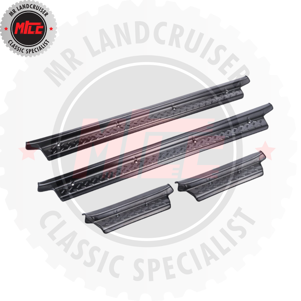 Black Stainless Steel Door Step/Sill Trims suits 70 Series Toyota Landcruiser