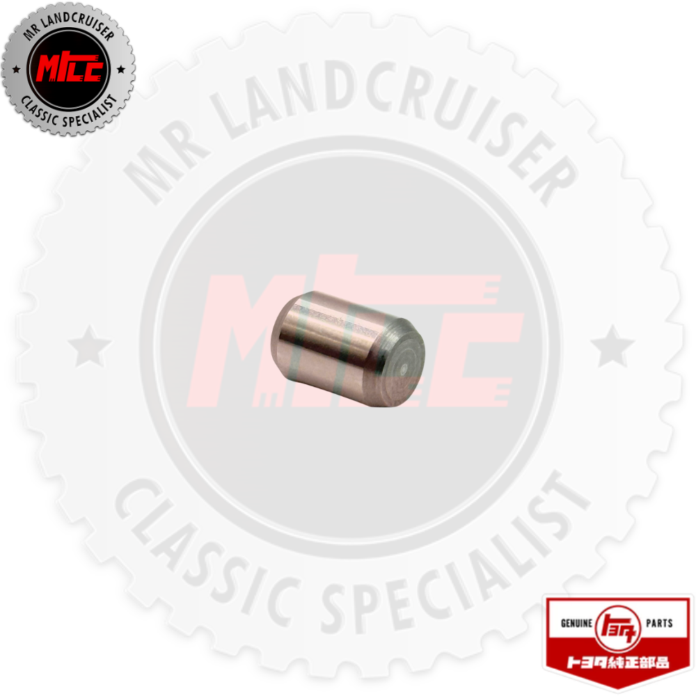 A small metallic cylindrical part, likely an automotive replacement component, centered on a white circular branded background with 'MR LANDCRUISER' text and a red 'MTE' emblem. A red and white 'GENUINE MTE PARTS' badge appears in the bottom right corner.