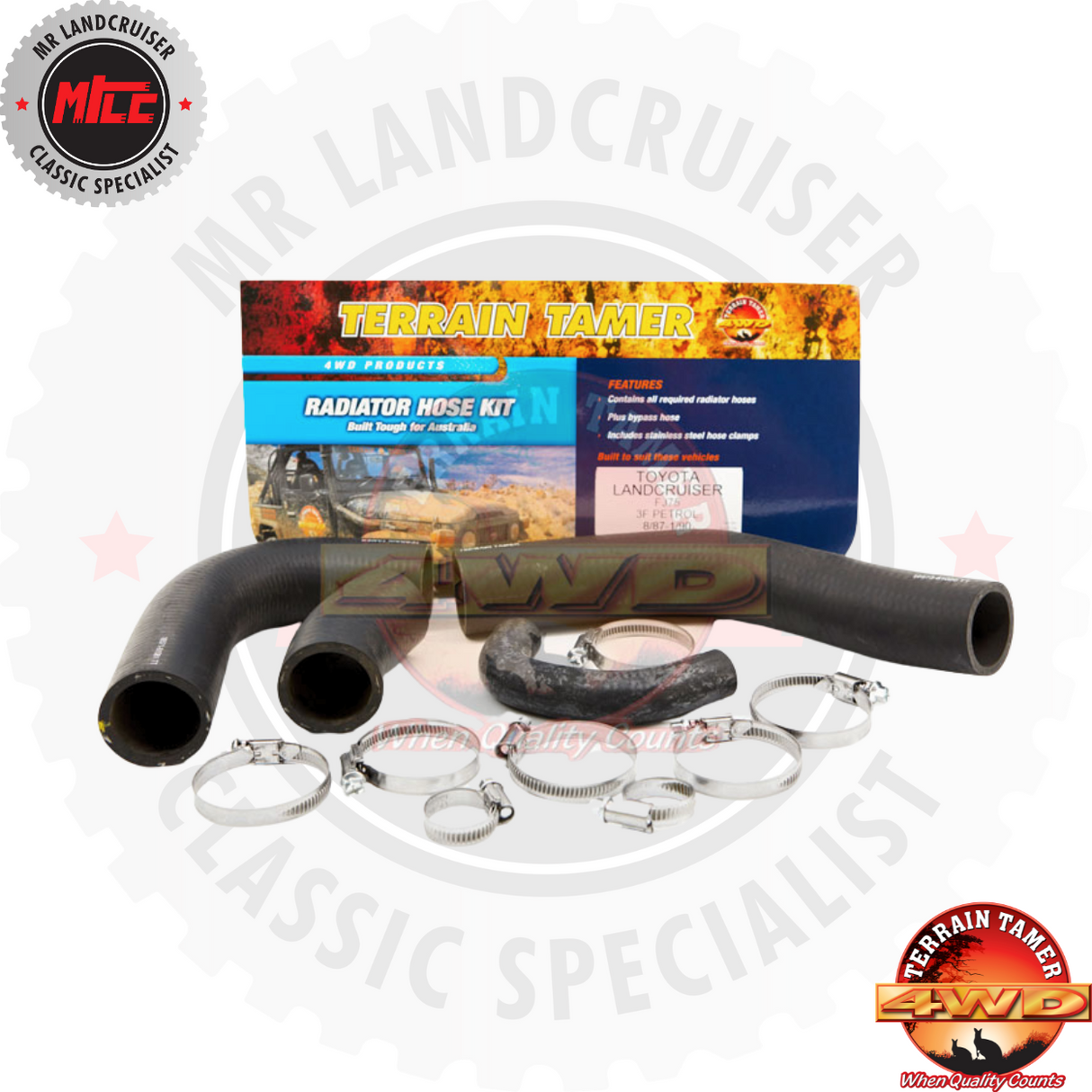 Radiator Hose Kit suits Toyota Landcruiser 70 Series 3F