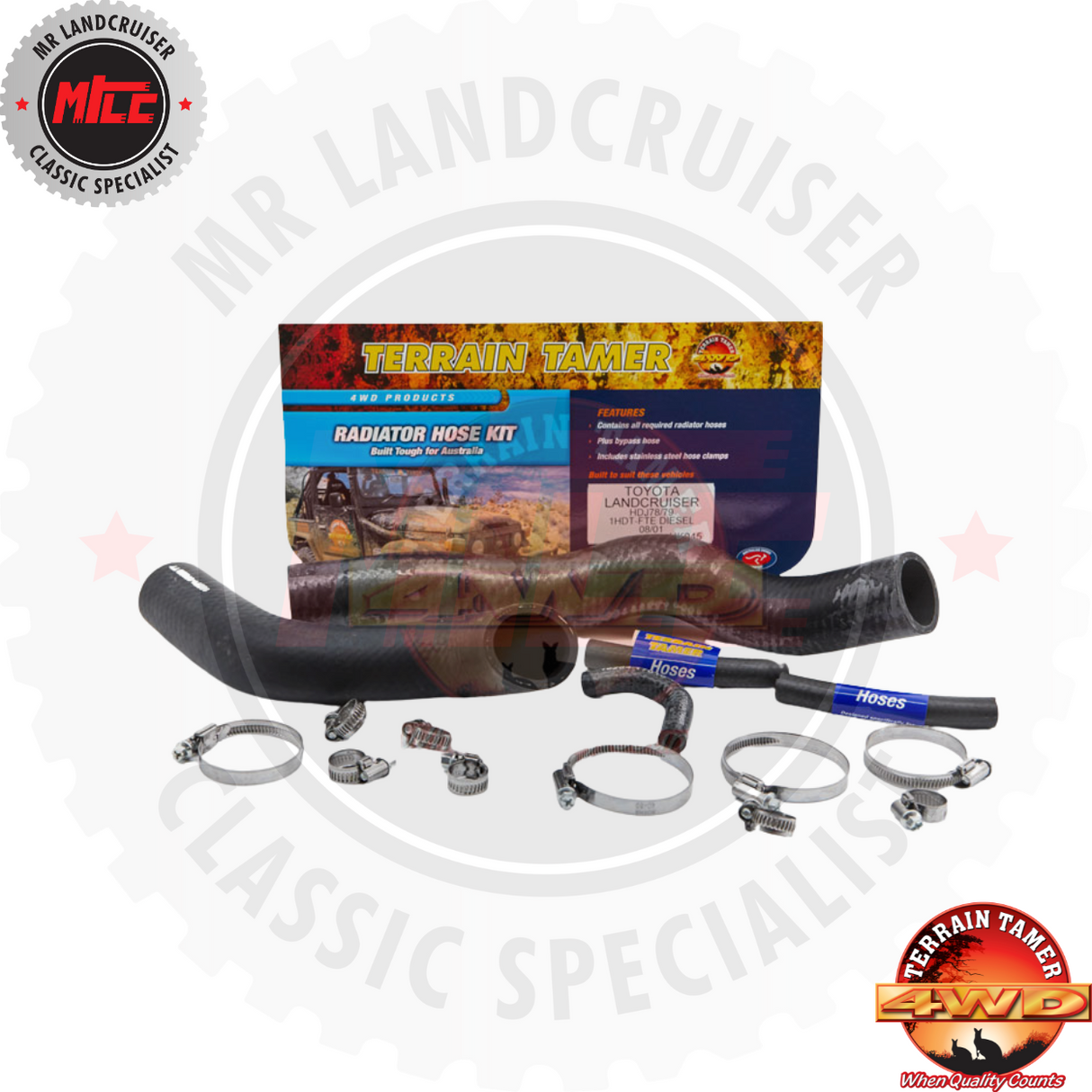 Radiator Hose Kit Top Bottom & Turbo Hoses suits Toyota Landcruiser 70 Series
