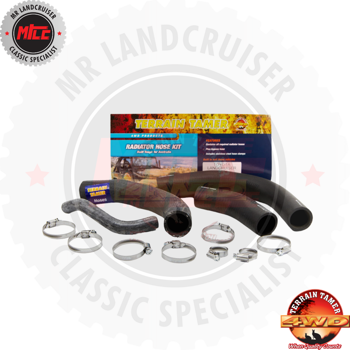 Radiator Hose Kit suits Toyota Landcruiser FJ80 3F & 3FE Carburettor & EFI 1/1990 - 8/1992