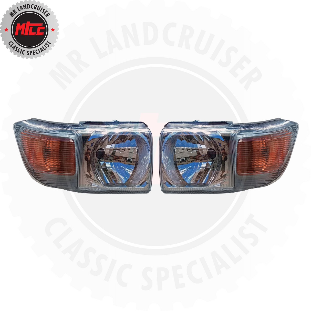 Headlight Assembly Set Aftermarket suits Landcruiser 79 Series V8 2007 - 2023