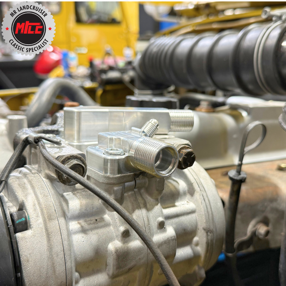 MRLC CNC Aircon Compressor Manifold Set suits Genuine Pad Mount Compressor Australian made.