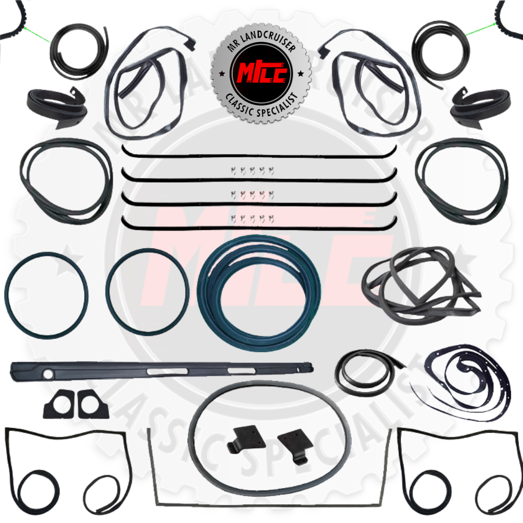 Cab Rubber Kit suits 40 Series Toyota Landcruiser SWB Shorty | No 1/4 Window/Tailgate/Fixed Cargo Windows | 1975-1978