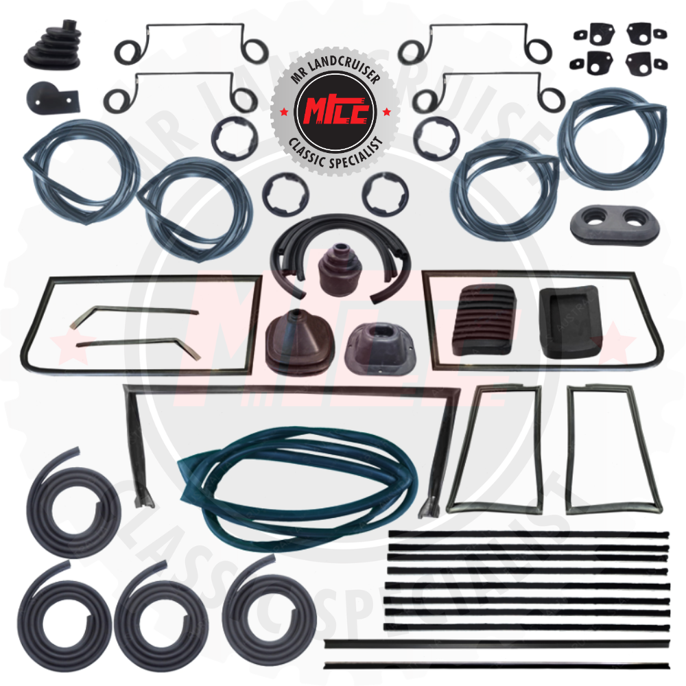 FJ55 Toyota Landcruiser Rubber Seal Kit with Sharp Front Doors Lift up Tailgate & 1/4 Windows