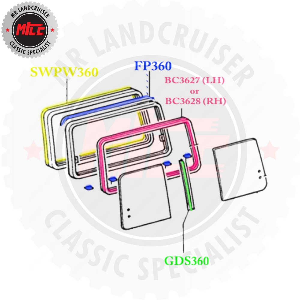 Sliding Cargo Window Rubber Seal Kit suits Toyota Landcruiser FJ60