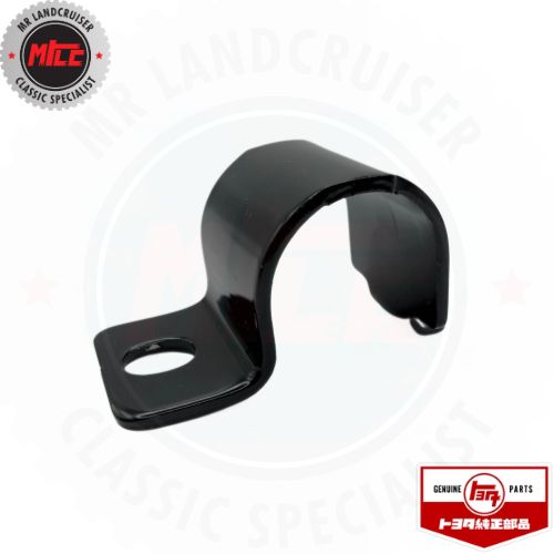 side angle view of Genuine Toyota Sway Bar Bush Bracket for 60 series and 70 Series Toyota Landcruiser upto 1990