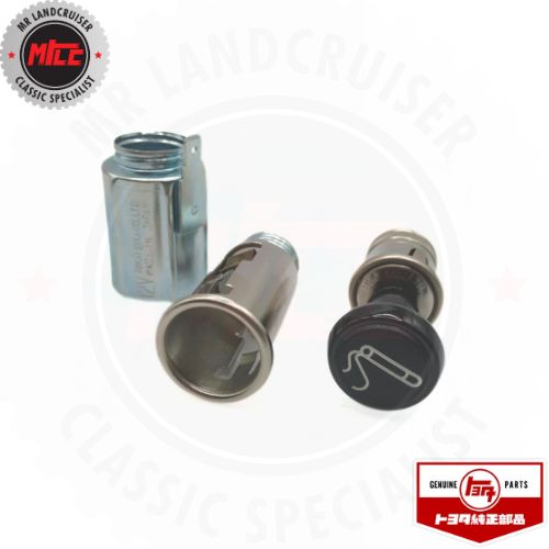 side view of disassembled cigarette lighter for toyota landcruiser 40, 45 and 55 series with the 3 components