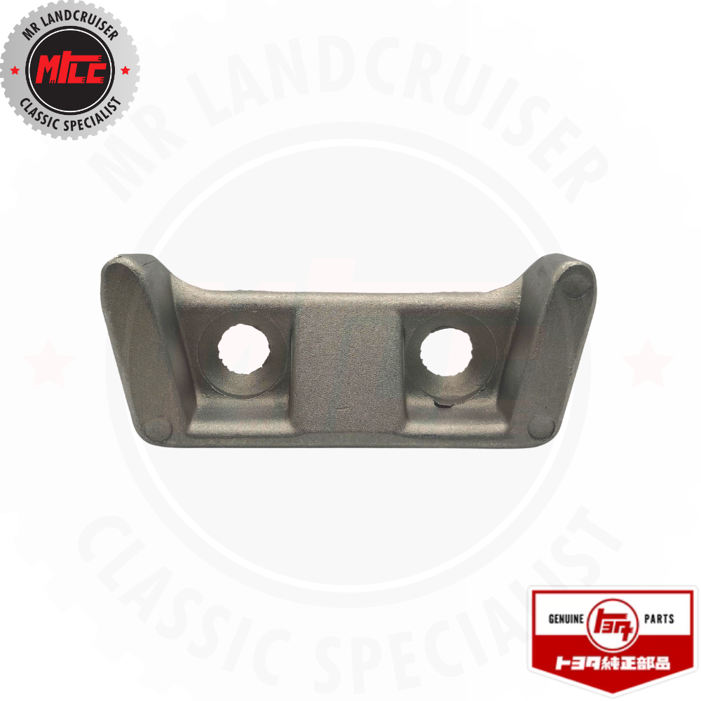 Inverted front side view of Genuine Toyota Front Door Check Striker Plate for Toyota Landcruiser