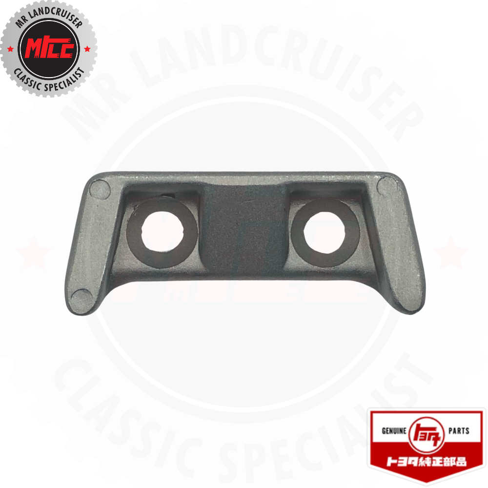 Close up view of Genuine Toyota Front Door Check Striker Plate for Toyota Landcruiser