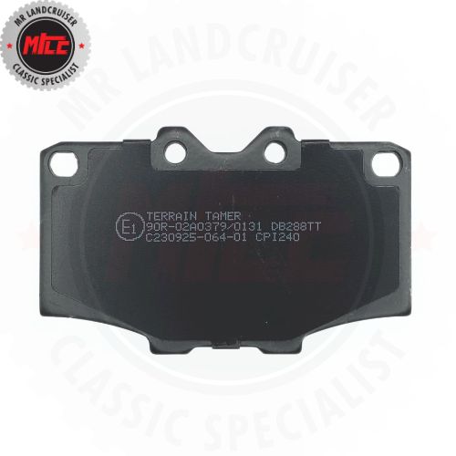 Backside view of a single DB288 4WD Front Disc Brake Pad for Toyota Landcruiser 40 Series 60 Series 70 Series