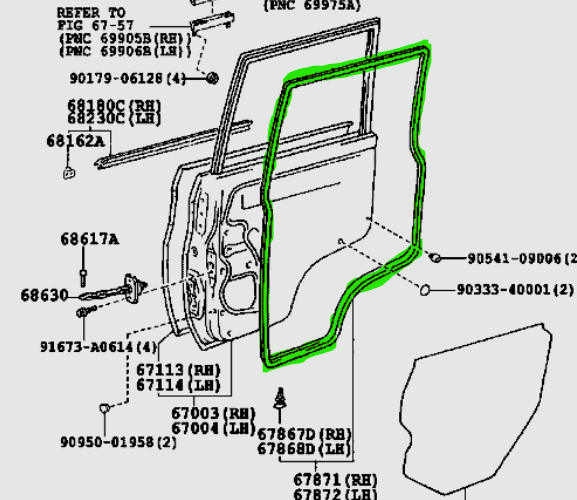 Aftermarket Door Seal Rear suits 70 Series Dual Cab & Wagon